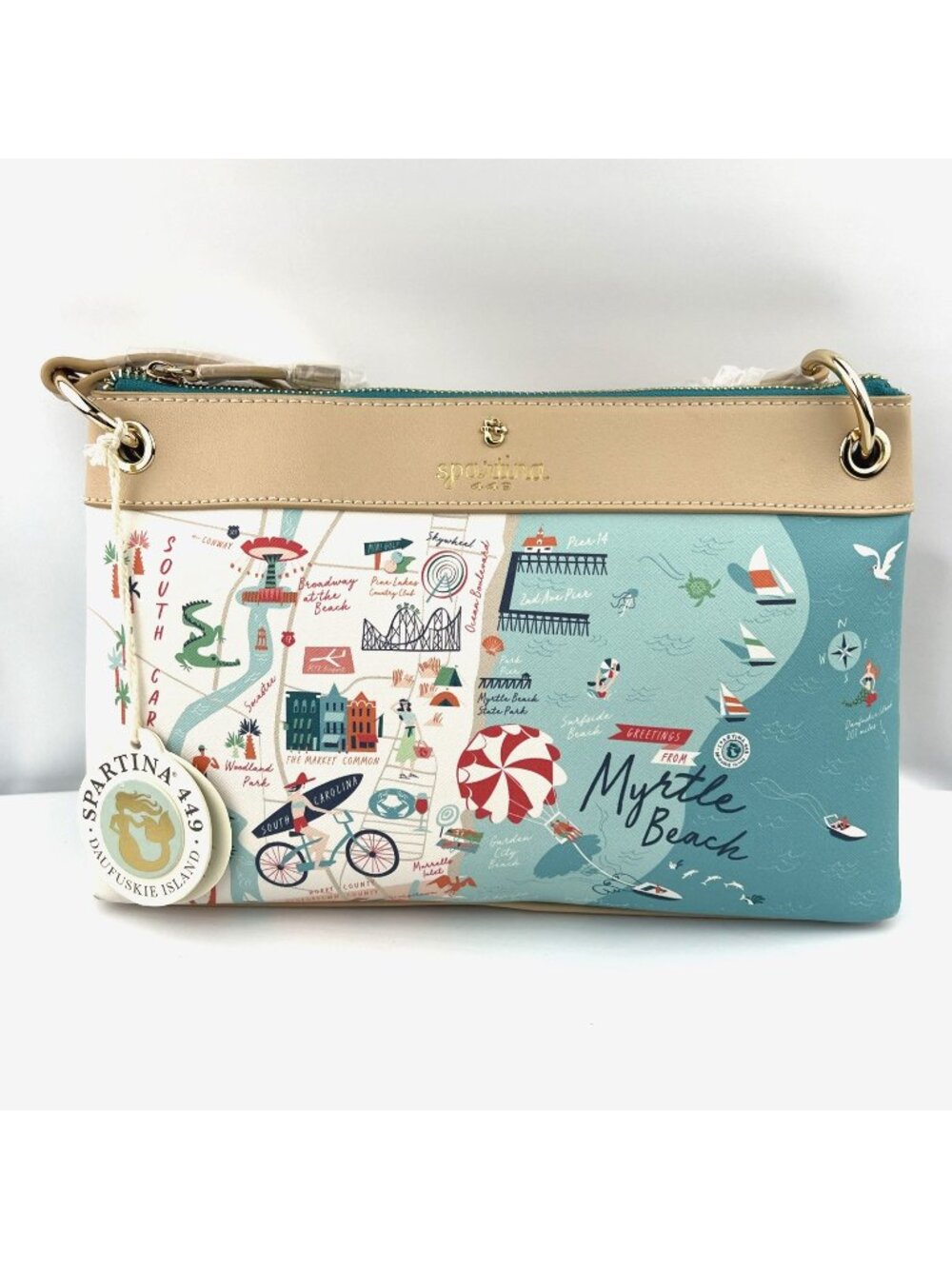SPARTINA 449 Greetings From Myrtle Beach South Carolina Crossbody Purse Bag